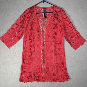 Travelers By Chico’s Island Coral Soutache Jacket Size 1 (M) Romantic Red Ribbon